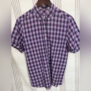 Theory Men's Checkered Shirt in Blue and Pink